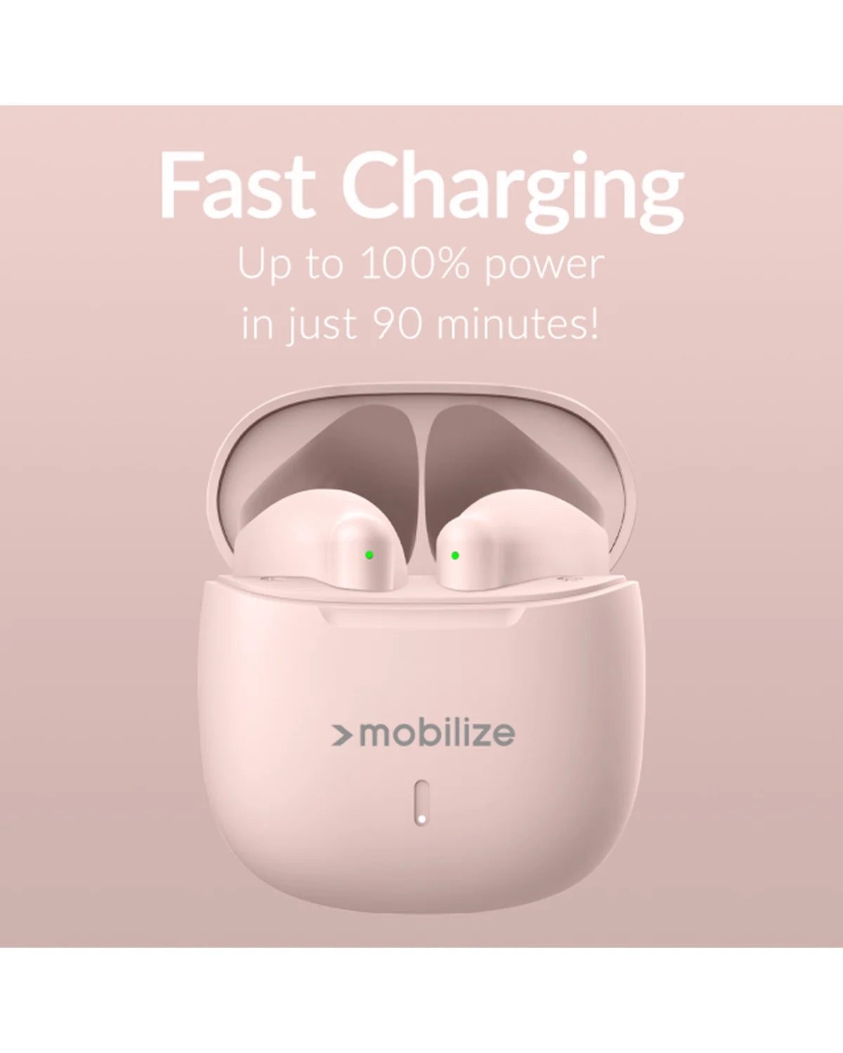 Mobilize TWS Draadloze Oordopjes – Pastel Roze