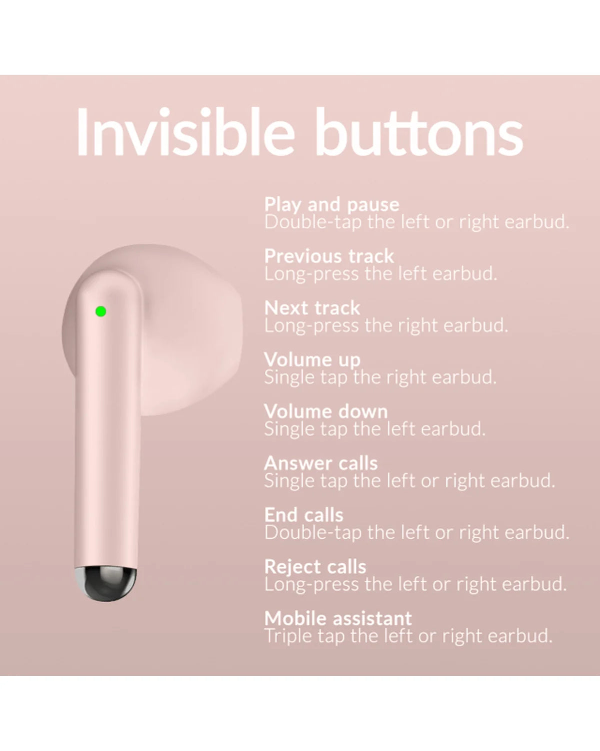 Mobilize TWS Draadloze Oordopjes – Pastel Roze