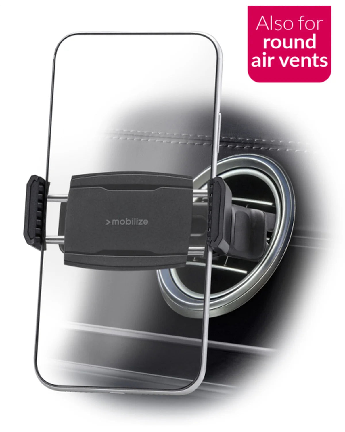 Mobilize Universele Telefoonhouder voor Ronde Luchtroosters – Zwart