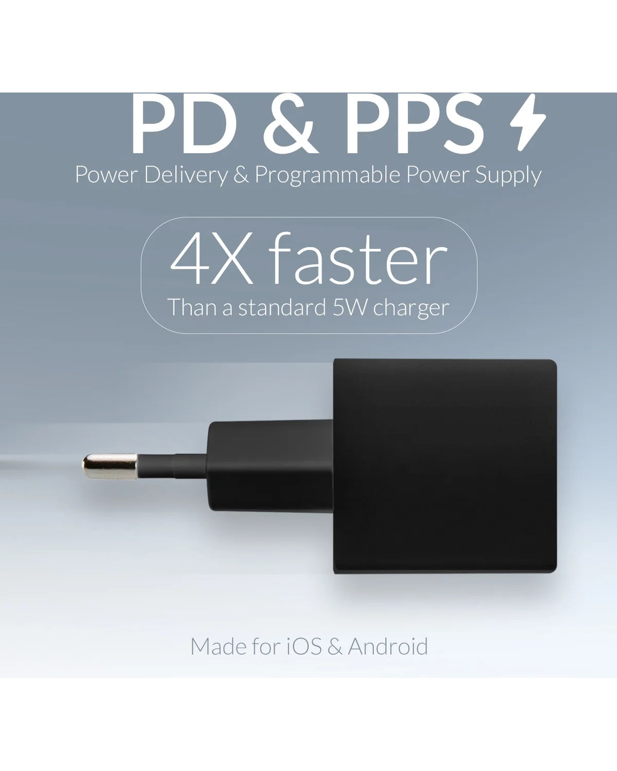 Mobilize USB-C Snellader 20W – PD/PPS – 1.2m USB-C Nylon Kabel – Zwart