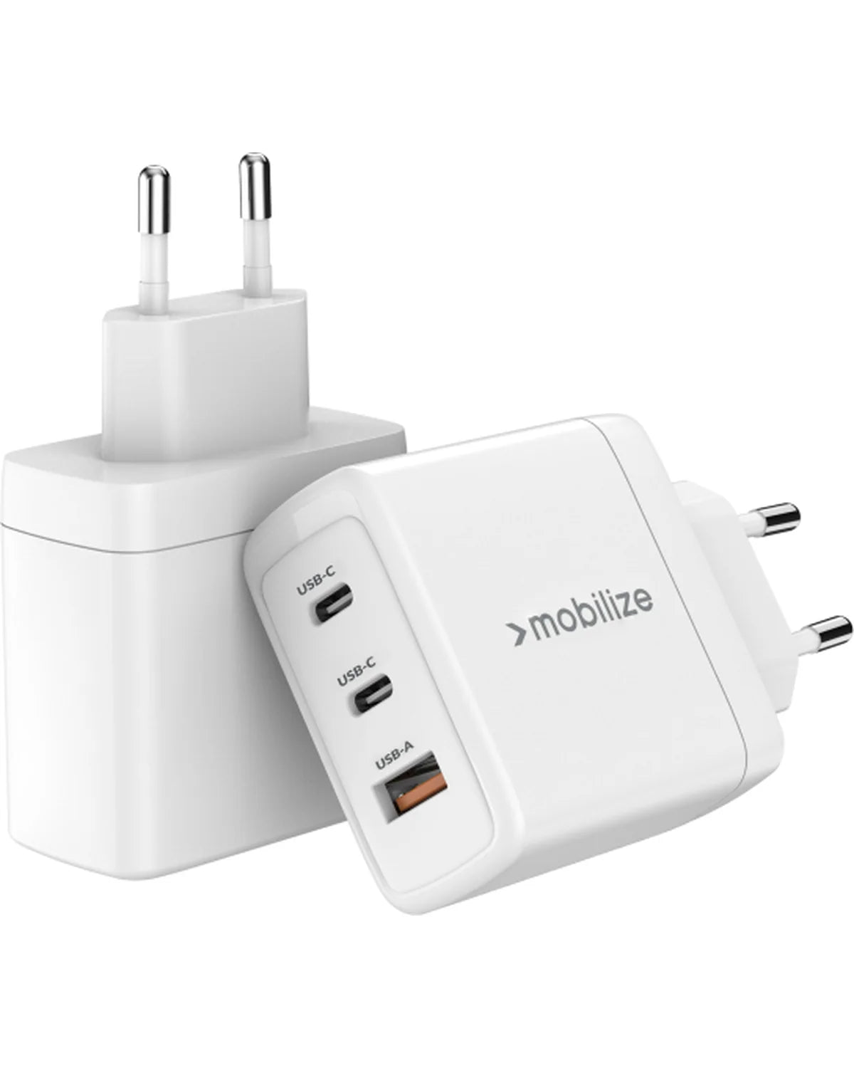 Mobilize Wandlader 2x USB-C + 1x USB GaN 65W – PD/PPS – Wit
