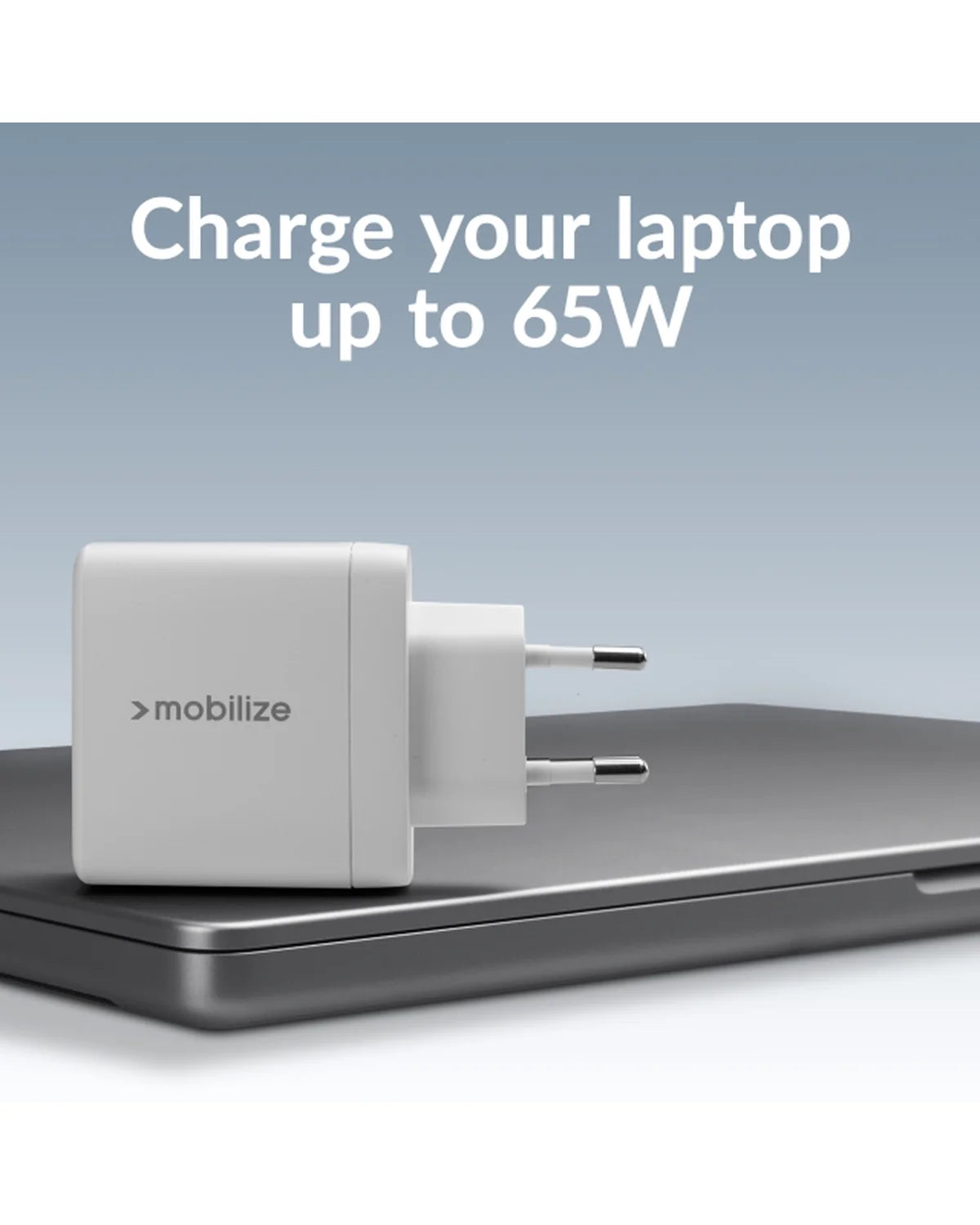Mobilize Wandlader 2x USB-C + 1x USB GaN 65W – PD/PPS – Wit