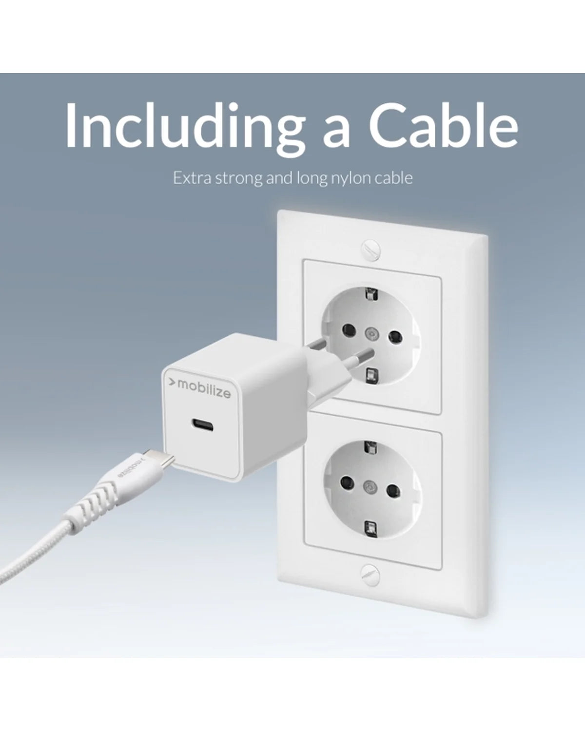 Mobilize Wandlader USB-C 20W – PD + MFi Lightning Kabel 1.2m – Wit