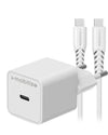 Mobilize Wandlader USB-C GaN 30W – PD/PPS + USB-C Nylon Kabel 1.2m – Wit