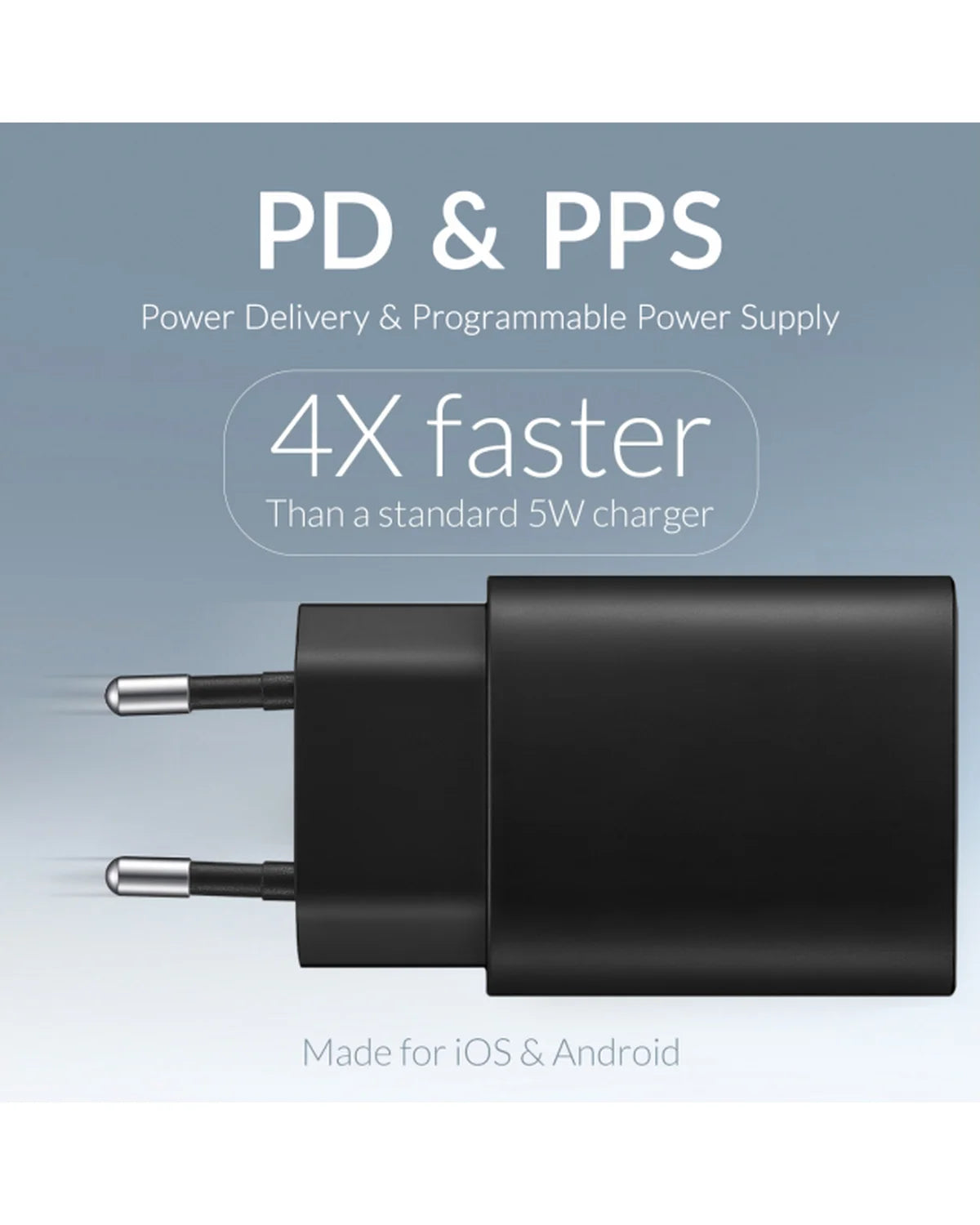 Mobilize Wandlader USB-C + USB 25W – PD/PPS – Zwart