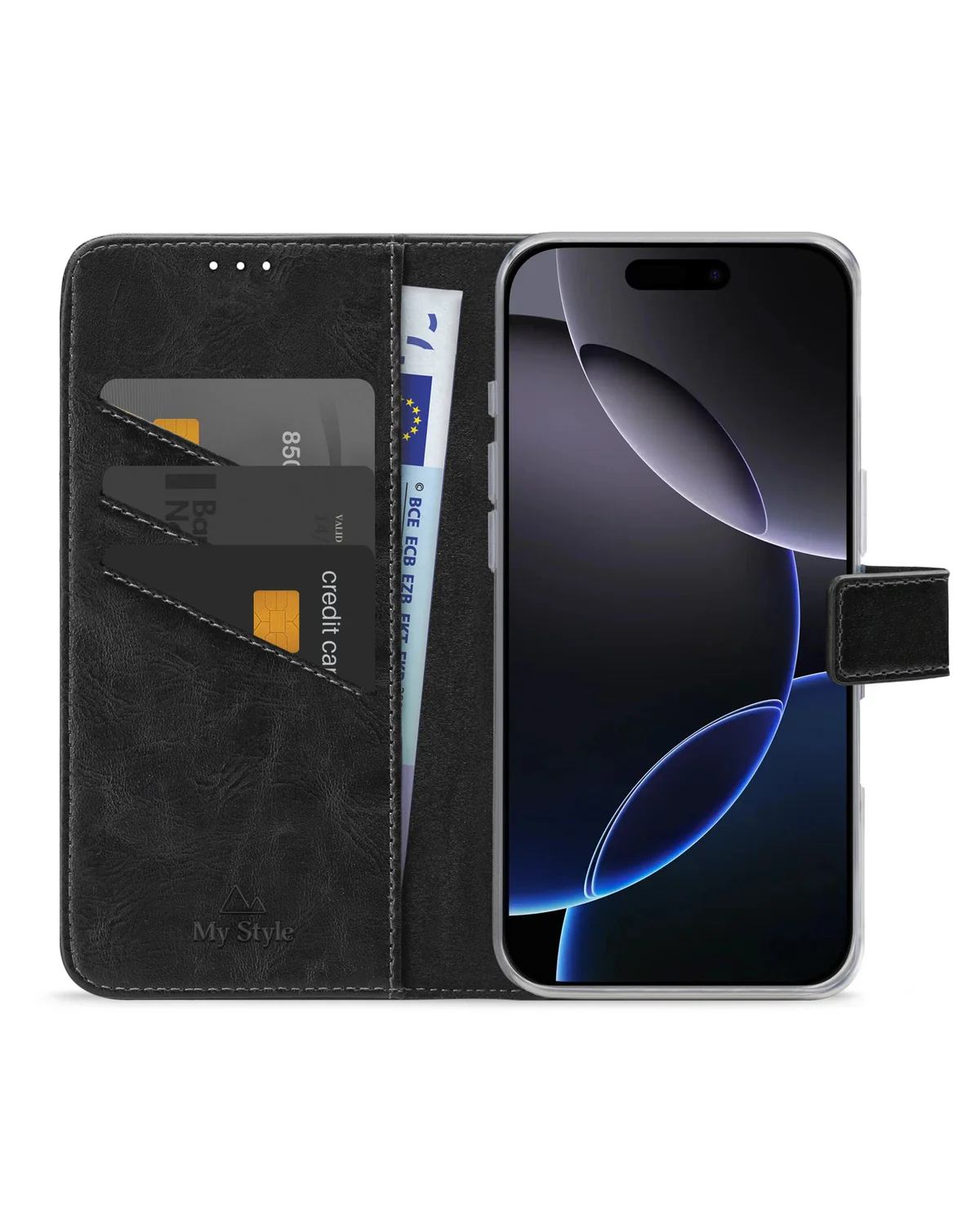 My Style Flex Wallet Case Telefoonhoesje Apple iPhone 15 Pro Zwart