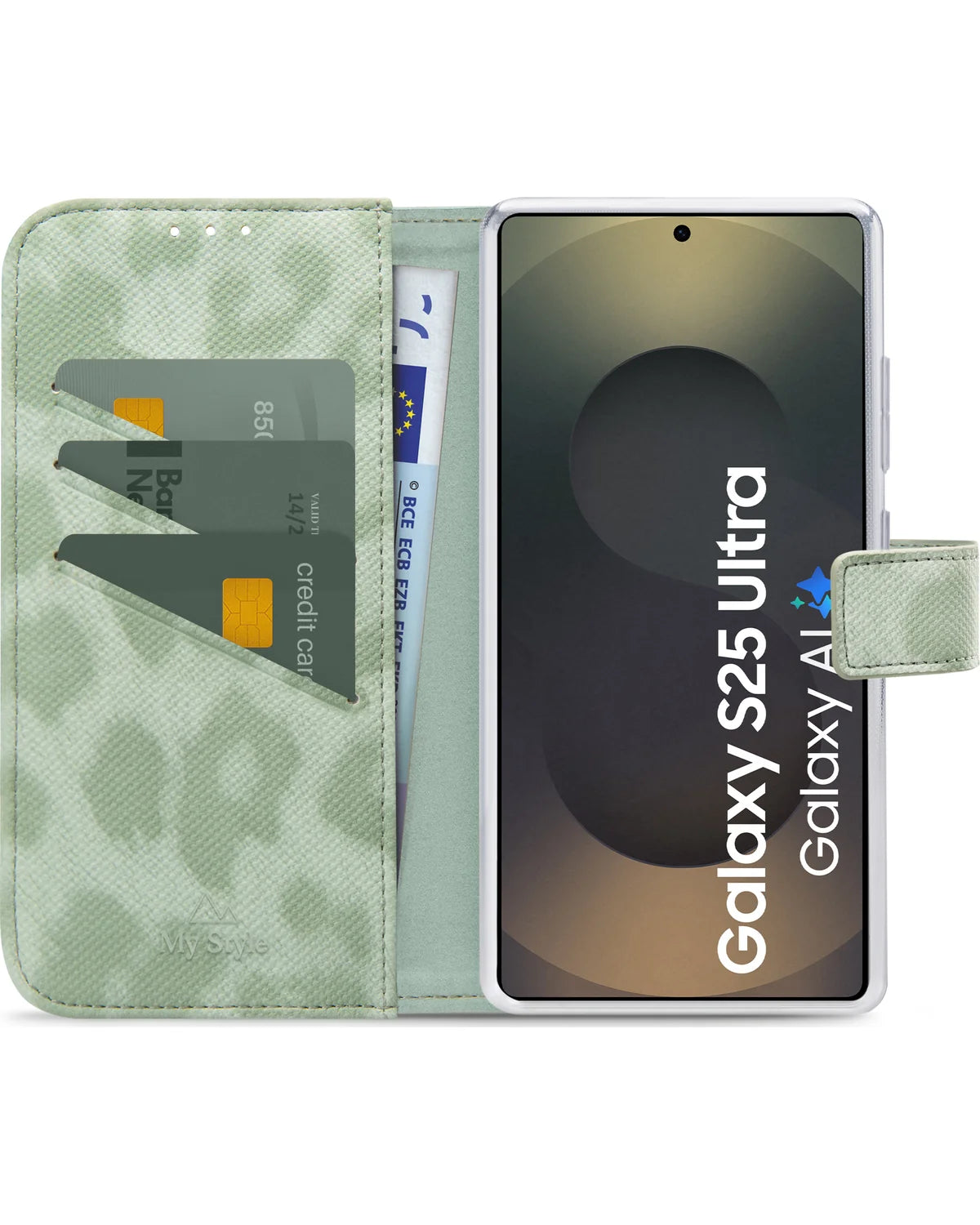 My Style Flex Wallet Hoesje – Samsung Galaxy S25 Ultra 5G – Green Leopard