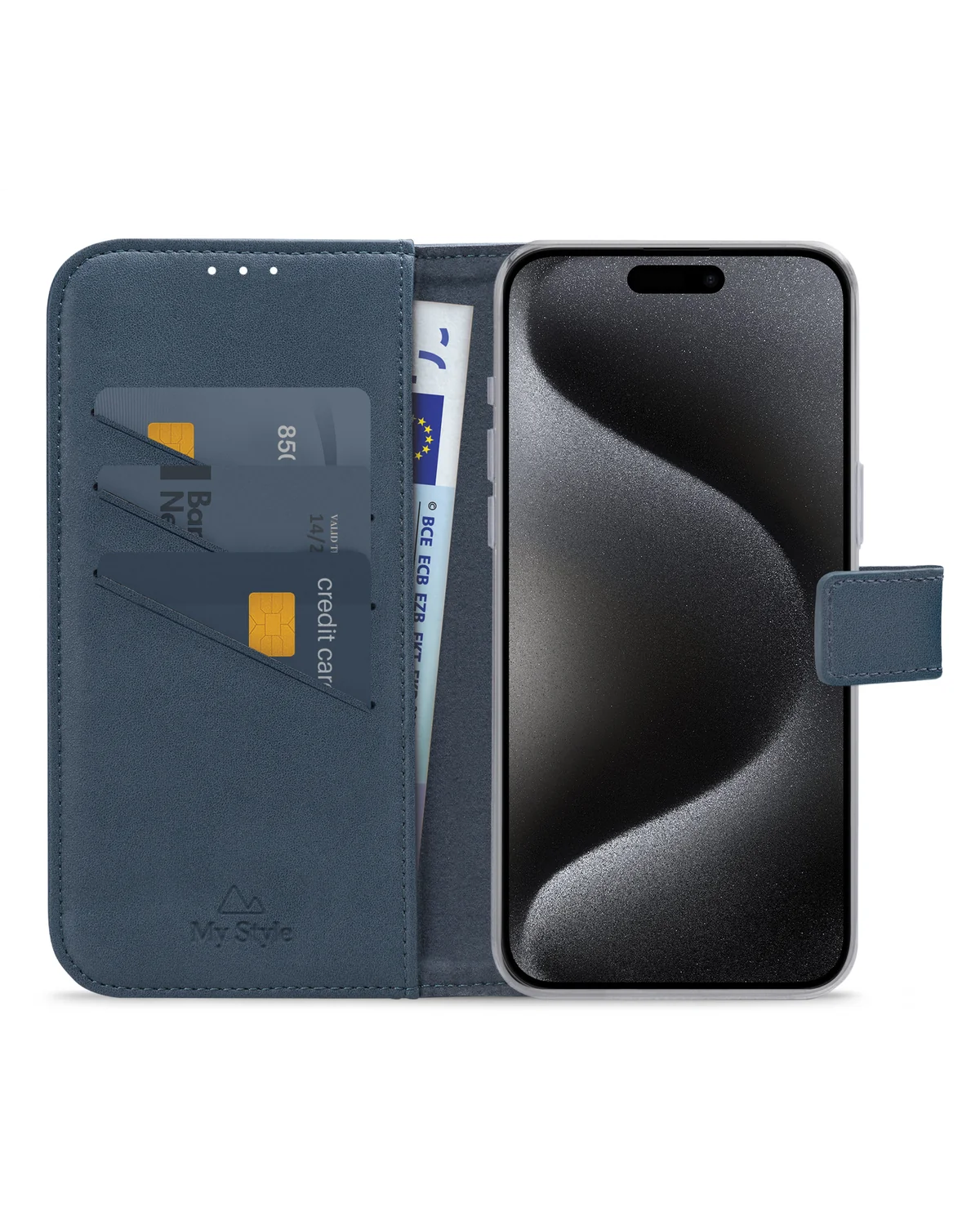 My Style Flex Wallet Telefoonhoesje Apple iPhone 15 Pro Max Oceaan Blauw