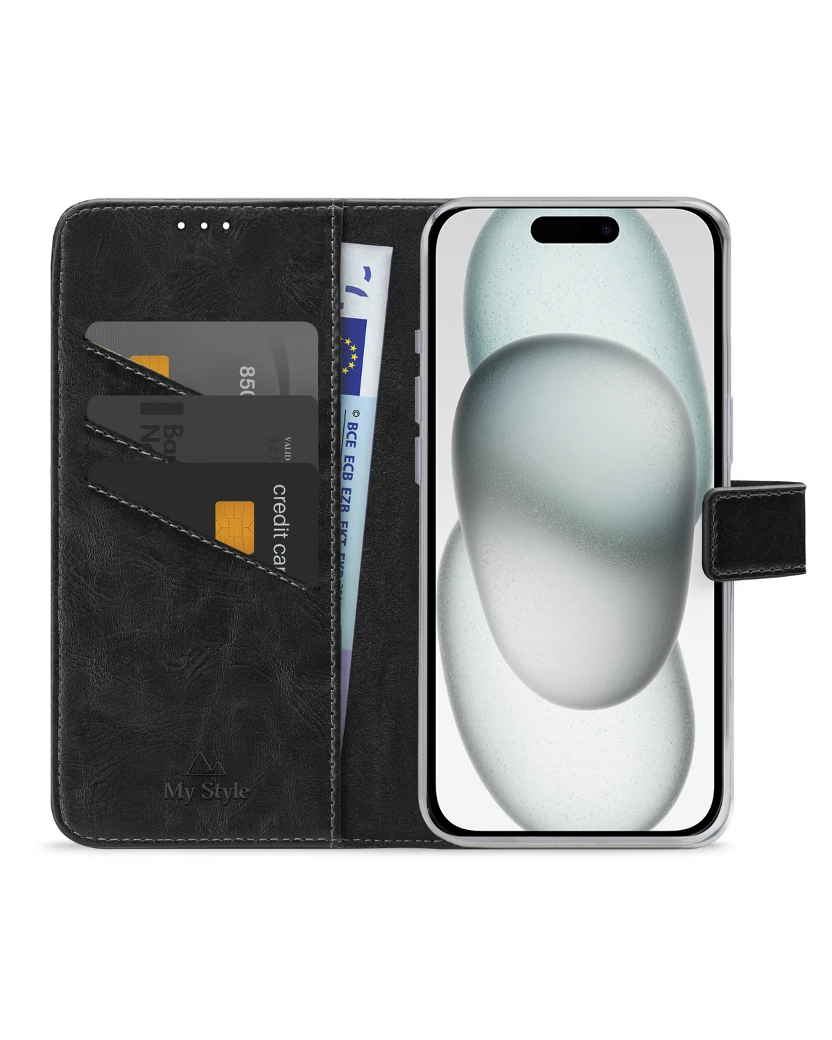 My Style Flex Wallet Telefoonhoesje Apple iPhone 15 Zwart