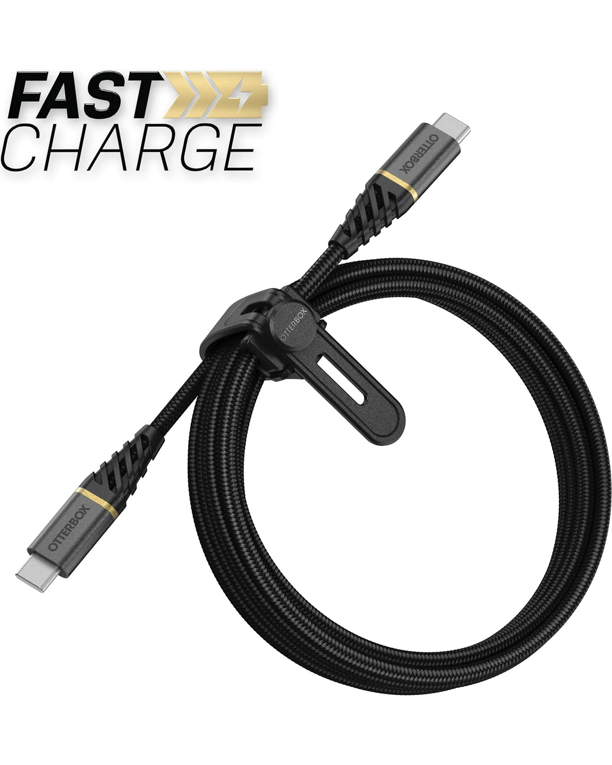 Otterbox Nylon Gevlochten USB-C naar USB-C Kabel 2m – Charge & Sync – Zwart