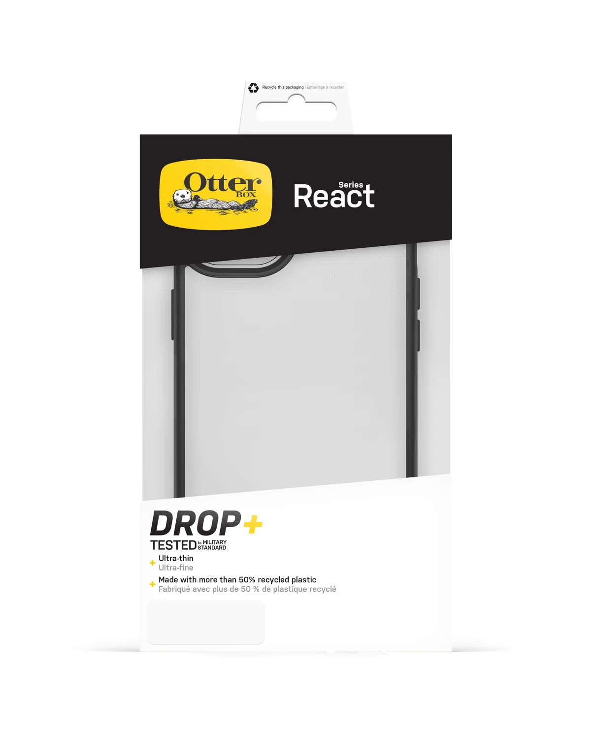 OtterBox React Series Telefoonhoesje Apple iPhone 15 Plus Transparant-Zwart