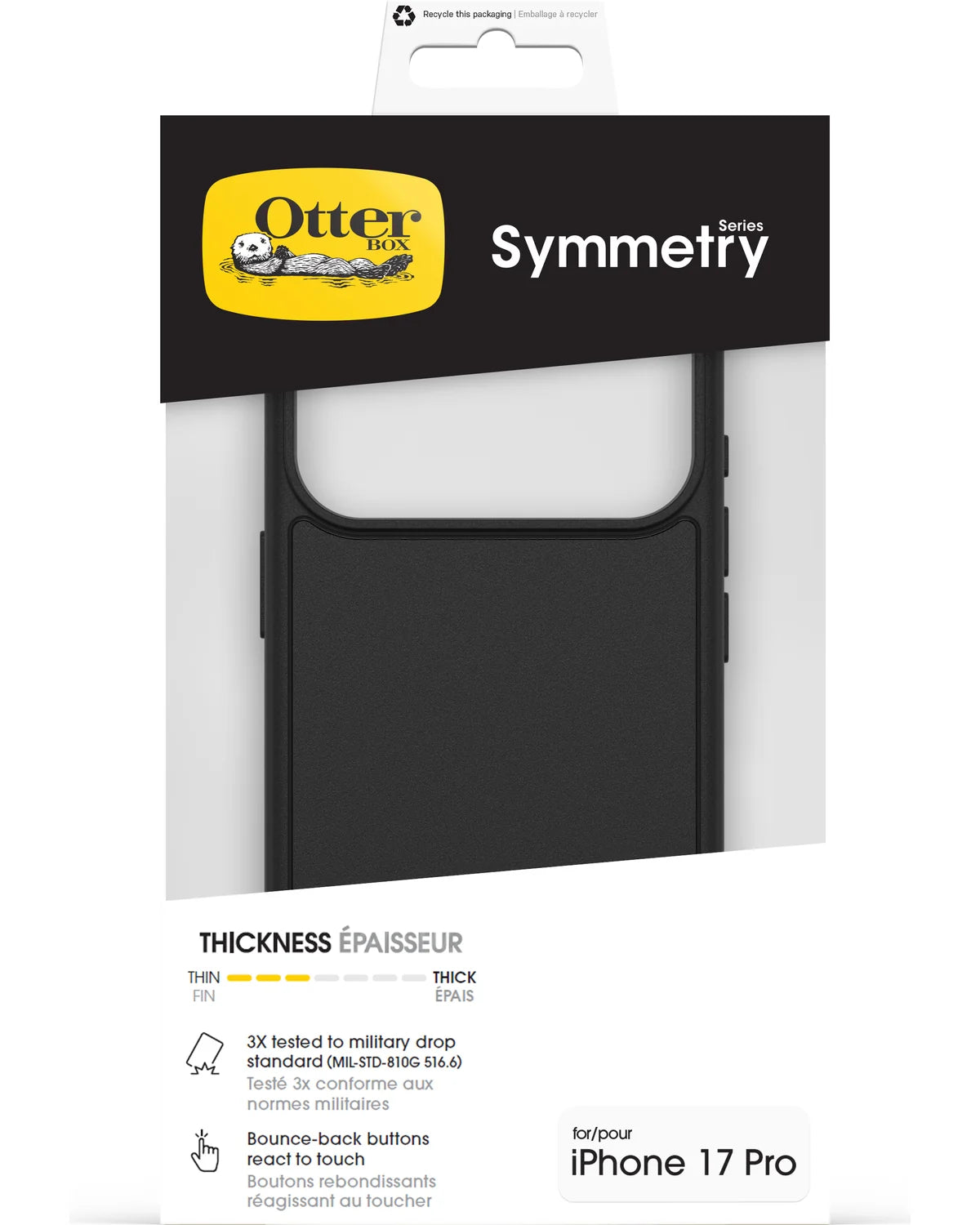 OtterBox SymmetryPlus Hoesje – Apple iPhone 17 Pro – Zwart
