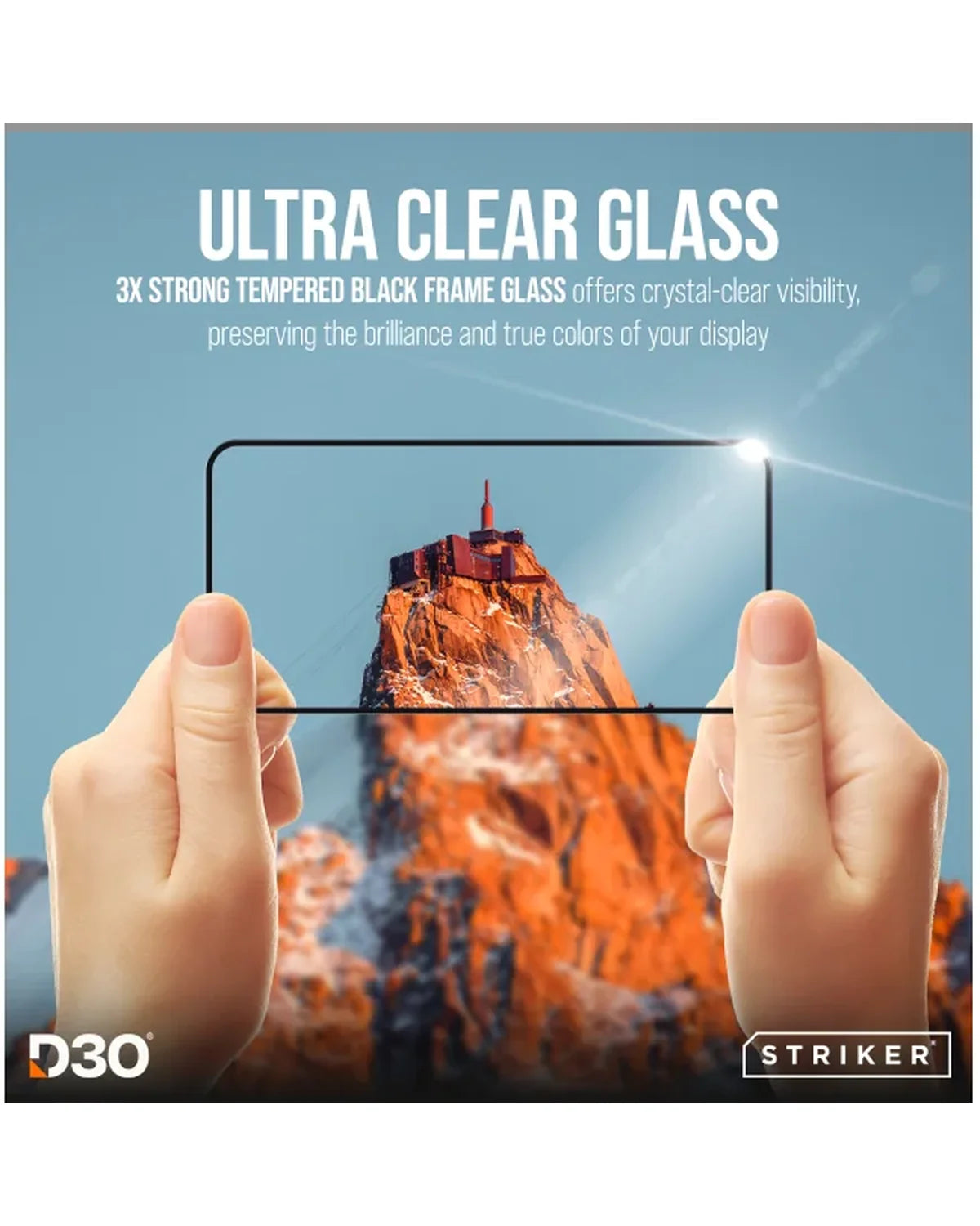 Striker D3O Xtreme Impact Glass Screenprotector Black Frame Apple iPhone 15 / 16