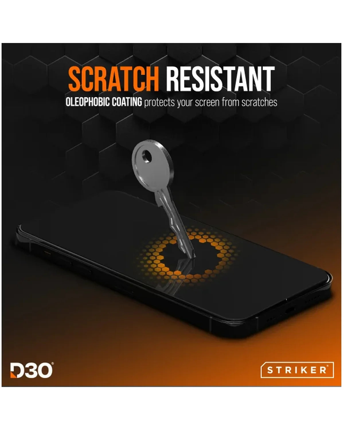 Striker D3O Xtreme Impact Glass Screenprotector Black Frame Apple iPhone 15 Plus / 16 Plus