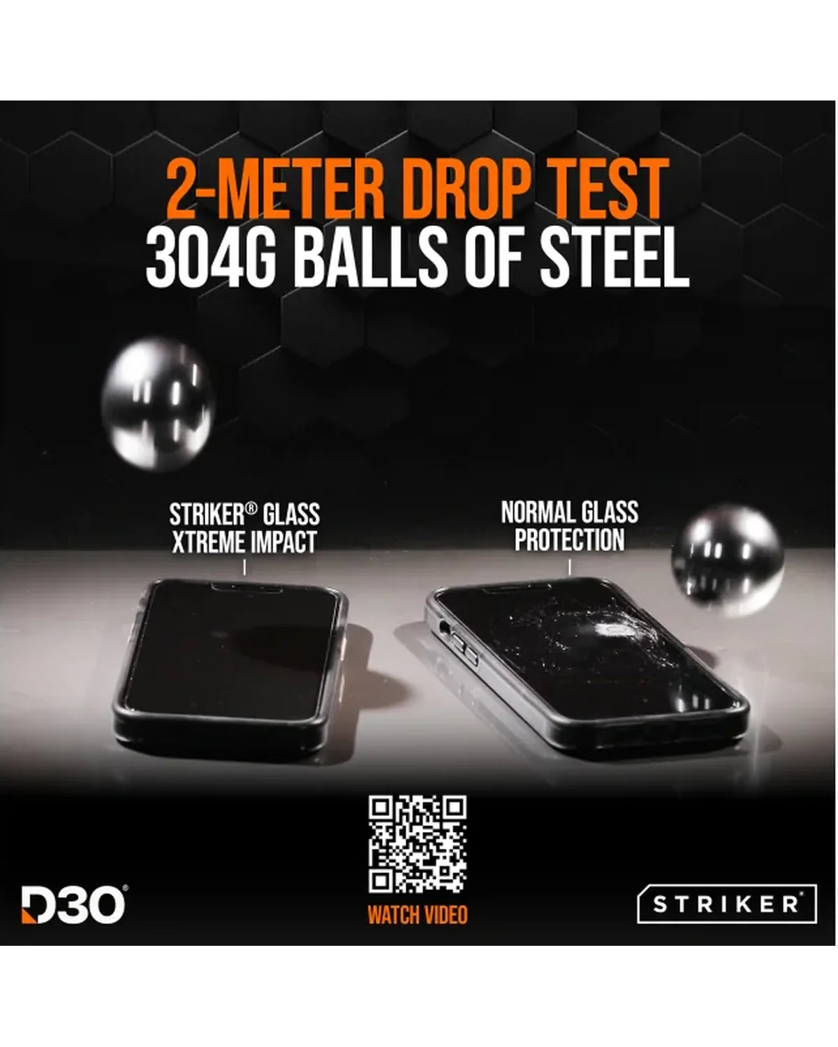 Striker D3O Xtreme Impact Glass Screenprotector Black Frame Apple iPhone 15 Pro Max