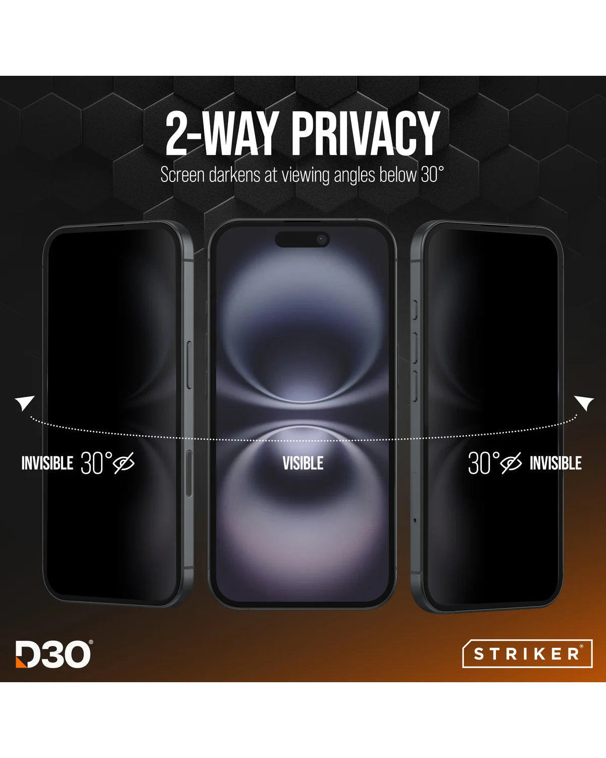 Striker D3O Xtreme Impact Privacy Glass Screenprotector – Zwart Frame - Samsung Galaxy A16 4G/5G / A17 4G/5G / A26 5G