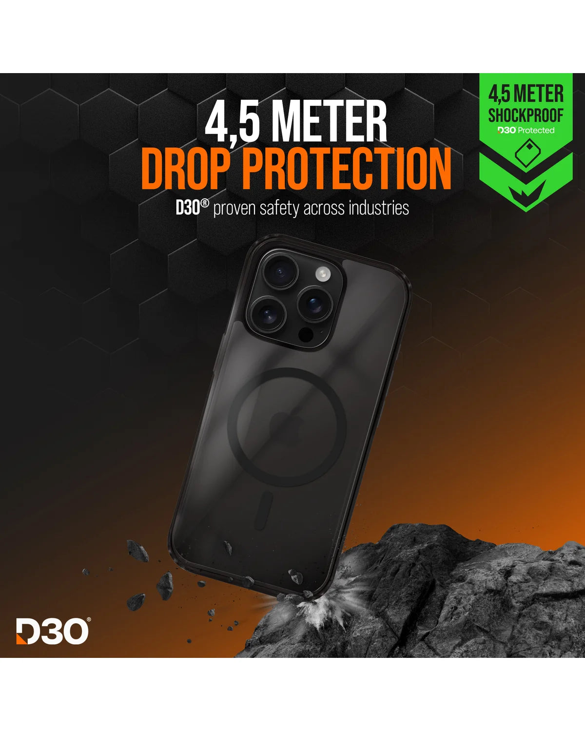 Striker X-Core D3O Xtreme Impact Mag Hoesje Pro – Apple iPhone 16 Pro – Zwart