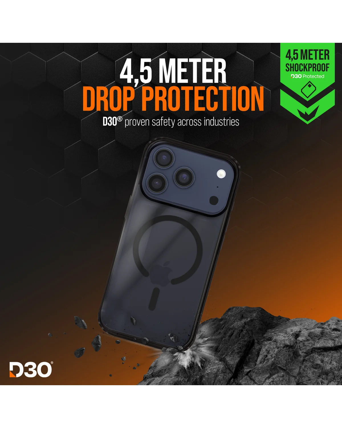 Striker X-Core D3O Xtreme Impact Mag Hoesje Pro – Apple iPhone 17 Pro Max – Zwart