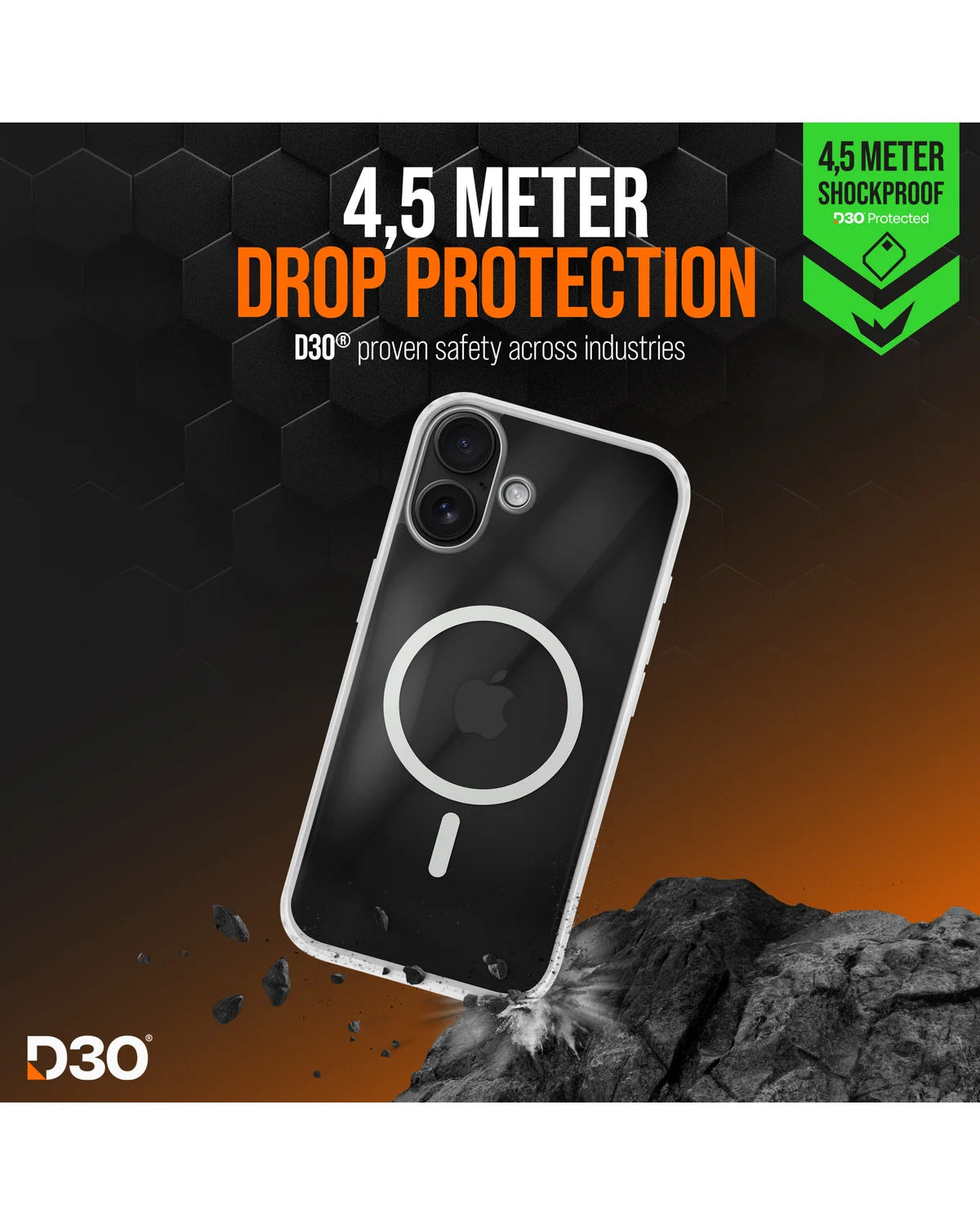 Striker X-Core D3O Xtreme Impact Mag Hoesje Pro – Apple iPhone 17 – Transparant
