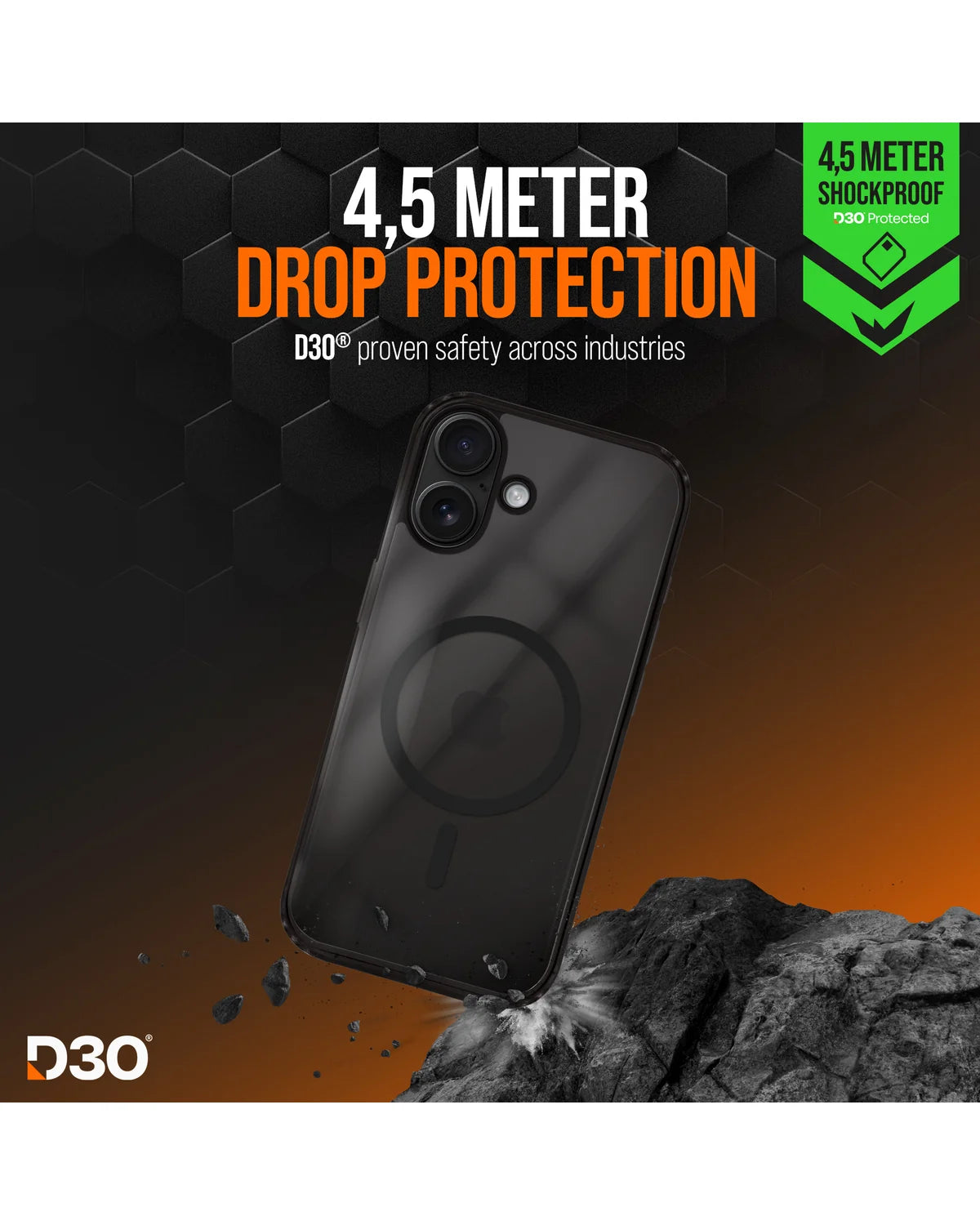 Striker X-Core D3O Xtreme Impact Mag Hoesje Pro – Apple iPhone 17 – Zwart