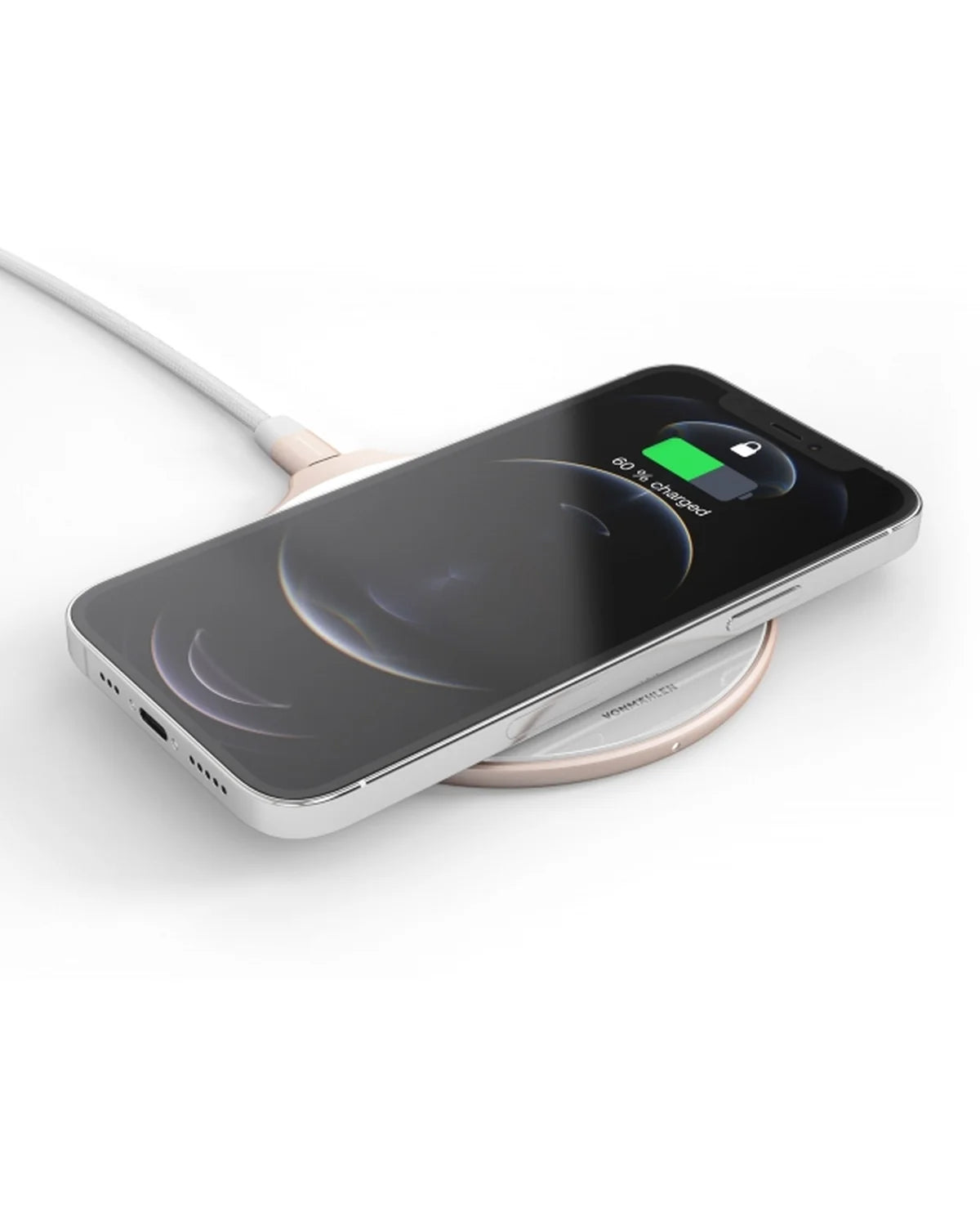 Vonmählen Aura Wireless Charging Pad – 7.5W/10W/15W – Glas – Cool Grey/Rose Gold